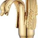 Gold Bathroom Faucet GGStudy Swan Shape Single Handle One Hole Bathroom Vanity Faucet Basin Tap Deck Mount Lavatory (Short)