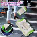 for iPad 9th 8th 7th Generation Case iPad 10.2 inch with HD Screen Protector, 360 Rotating Kickstand/Hand Strap, Shoulder Strap, Heavy Duty Military Grade - Kids Friendly (Green)