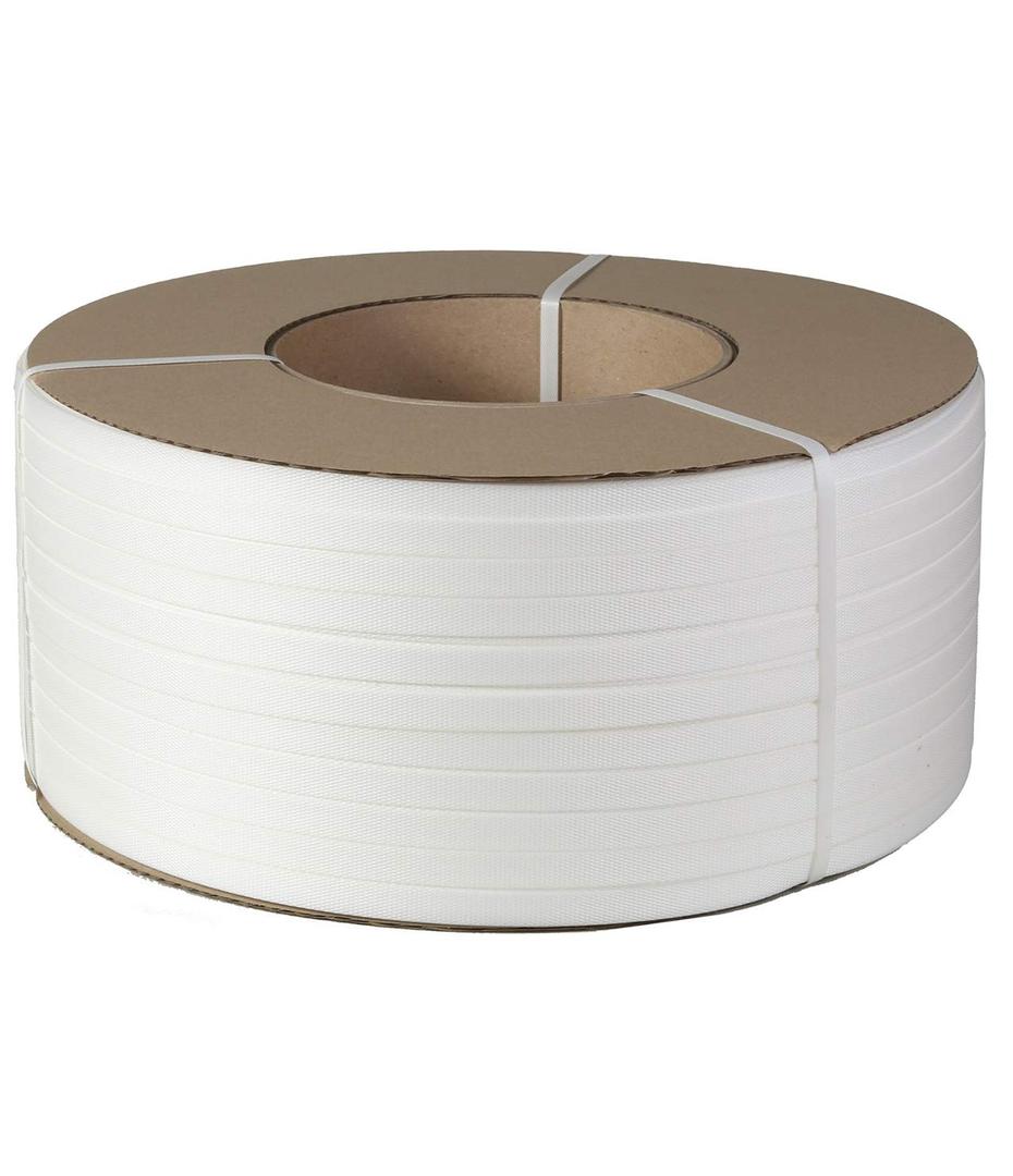 1/2" Strapping 9900 Ft Machine Grade 8x8 Core Polypropylene Heavy Duty Grade Strapping, 1 Roll, White