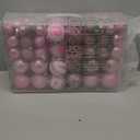 100PCS Christmas Ball Ornaments, Assorted Shatterproof Christmas Tree Decorations, Seasonal Decorative Hanging Baubles Decor Set for Xmas/Holiday/Party, Glitter&Painting Ornament Set (Pink)