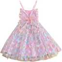GORGLITTER Girl's Butterfly Mini Dress Cute Sleeveless Strappy Mesh Swing Flowy Summer Formal Easter Sun Dresses 2025 Size 4