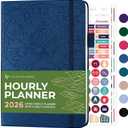 Legend Dated Hourly Weekly Planner 2026 – Daily, Monthly & Yearly Agenda with Time Slots – Hardcover Organizer Journal, 5.8x8.3” (Mystic Blue