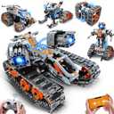 5-in-1 Building Toys with LED Light, APP & Remote Control Building Block Set, 604 PCS RC Tech Rechargeable Tank Robot Sleigh Tracked Racer Toy, Gift for Kids Boys Girls Ages 6 7 8 9 10 11 12+