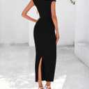 BTFBM Women Formal Cocktail Dresses Summer 2026 One Shoulder Twist Strap Ruched Bodycon Elegant Wedding Party Maxi Dress(Black, Small)