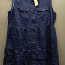 luvamia Women's Casual Summer Lapel Sleeveless Button Down Short Denim Jean Dress, M