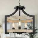 3-Light Farmhouse Chandelier, 14.5 Pendant Hanging Lighting Adjustable Height, Convertible Vintage Semi Flush Mount Ceiling Light Fixture, Rustic Chandeliers for Dining Room Foyer Entryway Kitchen