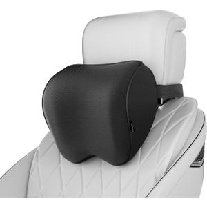 Crofy 2-Pack Car Neck Pillow, Softness Car Headrest Pillow for Driving with Adjustable Strap, 100% Memory Foam and Breathable Removable Cover, Comfortable Ergonomic Design, 4.7 Inches Thick (Black)