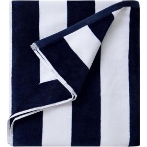 LULUHOME Large Oversized Beach Towel - Big Cotton 36 x 70 Inch Striped Pool Towel, Large Cabana Soft Swimming Towel for Adult Men Women,Navy Blue