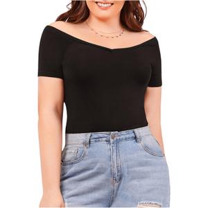 Floerns Women's Plus Size Basic Off Shoulder T-Shirt Top (3X-Large Plus)