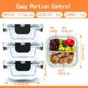 Bariatric Meal Prep Containers, 8 oz Glass Bariatric Portion Control Containers with Two 4 oz Compartments (3 Pack), Reusable Lunch Box Bento Box with Lids, Glass Snack Containers with Lids, 4.68 x 4.5 x 2.2 inches