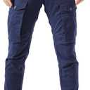 Plaid&Plain Men's Cargo Pants Slim Fit with Articulated Knees (Blue, M)