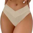 SherryDC Women's V Cut High Waisted Bikini Bottom High Leg Cut Swimsuit Bathing Suit Bottoms Size M