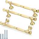 10-Pack 5 Inch Gold Bar Kitchen Cabinet Handles,Modern Cabinet Drawer Pulls and Knobs,Brushed Brass Pull Hardware for Dresser Handle Zinc Alloy