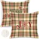 Lanpn Outdoor Christmas Throw Pillow Covers 16x16 Set of 2, Classic Stripes Decorative Waterproof Oxford 16 x 16 Holiday Stripe Cushion Cases Home Outside Porch Winter Xmas Decor Decoration (Yellow & Green & Burgundy)