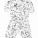 2 pcs Kids' Pants Set with Hand Painted Boys Girls DIY Coloring Shirt, Draw & Color Your Own Fun Designs, 4Y