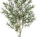 6FT Artificial Olive Trees, Faux Silk Plant with Lively Artifical Trunk and Lifelike Fruits, Indoor Fake Potted Tree with White Planter for Modern Home Office Living Room Decor