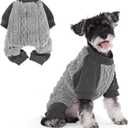 KOOLTAIL Dog Pajamas with Leash D-Ring, Fuzzy Sweater Onesie for Small Dogs, Warm Fleece Pet Jumpsuit Shirt, Lightweight Puppy Cat Pjs Clothes Coat Outfits for Chihuahua, Pitbull, Boy Girl, Gery 2XS