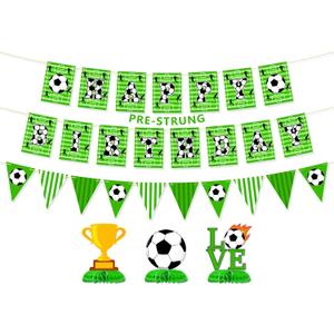 Soccer Party Decorations Pre-Strung Soccer Birthday Banner | Soccer Themed Birthday Party supplies, Honeycomb Centerpieces