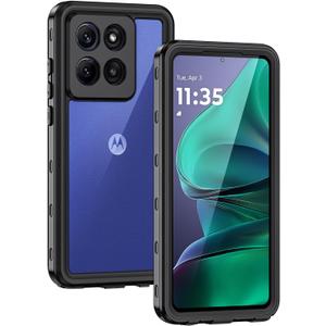 Lanhiem for Moto G Stylus 2025 5G Case [Not fit for 2024], IP68 Waterproof Dustproof Built-in Screen Protector, Rugged Full Body Shockproof Phone Cover for Moto G Stylus 5G 2025, Black/Clear
