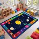 Drydiet Classroom Rug Elementary Educational Daycare Rug 5' x 6'7" (Rectangular) Large Preschool Carpet for Classroom Grouptime Shapes Playmat for Nursery School Early Learning