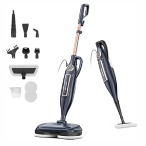 DEVOAC VM6 Scrubbing Steam Mop with Rotating Mop Pads, 10 in 1 Steam Mop, Lightweight Spin Mop & 3 Steam Modes for Hard Floor Laminate Marble Floors (Ebony)
