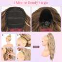 HOOJIH Ponytail Extension, Drawstring Ponytail Hair Extensions 26 Inch Long Curly Wavy Ponytail Natural Wavy Synthetic Hairpiece for Women Daily Use - Black Brown with highlights