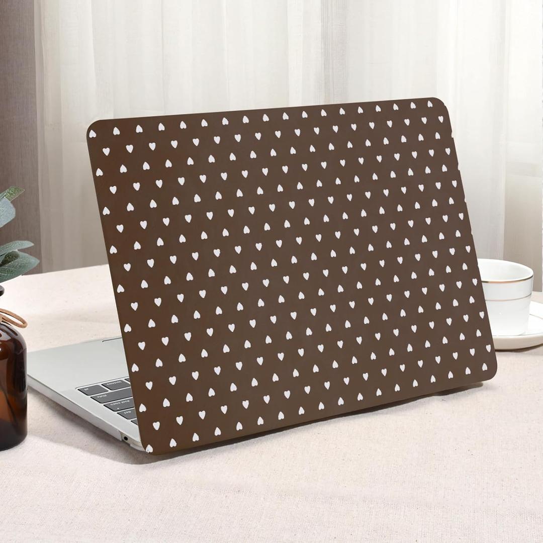 Seorsok Compatible with MacBook Pro 13 inch Case M2 2023,2022,2021-2016 A2338 M1 A2251 A2289 A2159 A1989 A1708 A1706,Cute Little Love Hearts Leather Plastic Hard Shell Case&Keyboard Cover,Dark Brown