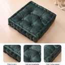 Square Floor Pillows, Large Floor Cushion for Adults Kids, Meditation Floor Pillow Seating Cushion with Shredded Memory Foam and Silk Wadding, 20"x20"x5" Dark Green