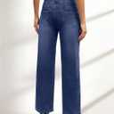 COPYLEAF Wide Leg Jeans Woman High Waisted Stretchy Baggy Sweatpant Jeans Pull On Straight Leg Loose Trendy Denim Pants (Blue, L)