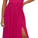 Adrianna Papell Women's One Shoulder Chiffon Gown | Long Evening Gown with Pleated Skirt, Fitted Bodice & Side Leg Slit, Bright Magenta 16