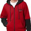 FOCO NFL Mens NFL Team Logo Wordmark Long Sleeve Hooded Button Up Shirt (Red, S)