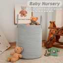 JMvicyroam Large Woven Laundry Basket Hamper,100L Cotton Rope Storage Bin for Blankets,Toys and Clothes,Decorative Tall Nursery Hamper for Living Room,Baby Nursery,Bathroom and Bedroom,Grey
