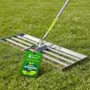 36x12 inch Lawn Leveling Rake,Heavy-Duty Stainless Steel Landscape Rake with an Adjustable 78'' Extra Long Handle Lawn Leveling Tool for Yard,Backyard,Garden,Golf,Farm,Pasture