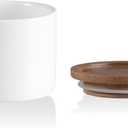 Sweejar Kitchen Canisters Ceramic Food Storage Jar, Stackable Containers with Airtight Seal Wooden Lid for Serving Ground Coffee, Tea, Sugar, Spice and More - 5 Fl Oz(White Acacia)