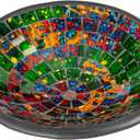 Red Co. Glass Mosaic Ceramic Decorative Accent and Centerpiece Bowl - Round 8 inches (C6 Acid Splatter)