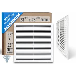 Fits 22x22 Duct Opening | Aluminum Return Air Grille by Handua | Vent Cover Grill for Sidewall and Ceiling | Rust Free | Durable Powder Coating | HVAC Cold Air Intake Grille | White
