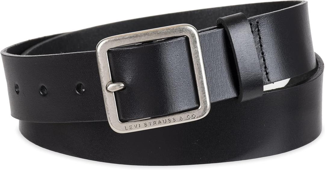 Levi's womens Casual Leather Belt With Square Buckle Stylish Jeans & Dress Belt (Medium, Black Elevated)