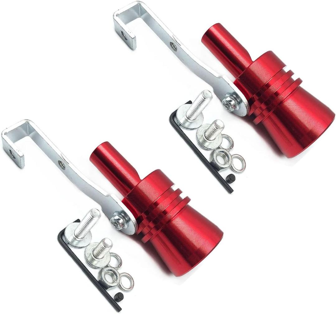 DEVMO 2pcs XL Size Aluminum Alloy Universal Turbo Sound Exhaust Muffler Pipe Whistle Car Roar Maker Red