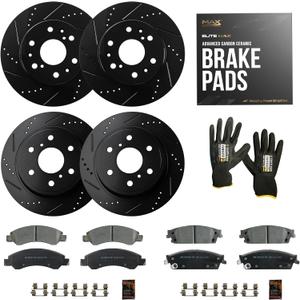 Max Advanced Brakes  PerformanceMAX Front & Rear Brake & Rotor Kit for Heavy-Duty Braking  Drilled & Slotted Brake Rotors & Ceramic Brake Pads  Fits 2007-2018 Chevy Silverado 1500 (KT0782)