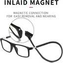 Magnetic Blue Light Blocking Reading Glasses for Presbyopia, Blue Light Filter, and Interchangeable Adjustable Straps (Black)