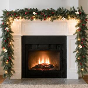 Bluesea 9FT Artificial Norfolk Pine Garland - Faux Christmas Garland, Fake Greenery Garland for Table, Mantle, Wall, Indoor, Outdoor Christmas Decorations (1 Pcs)