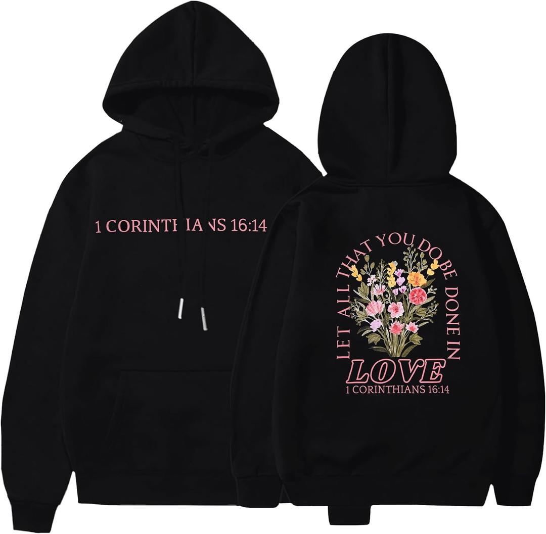 BANGELY Faith Over Fear Hoodie Women Christian Sweatshirt Graphic Christian Religious Sayings Sweater Bible Pullover Tops (Large)