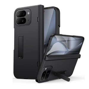 ASAFCASE for Google Pixel 10 Pro Fold Case with Stand, Hinge Protection & Outer Screen Protector, Slim Rugged Shockproof Durable Phone Protective Cover Case for Google Pixel 10 Pro Fold 5G 2025, Black