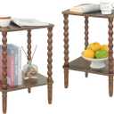Fultyle Side Tables Set of 2, Small End Table with Storage Shelf, Night Stand Set 2 Bedside Tables for Living Room, Bedroom, Office and Small Spaces (Rustic Brown)