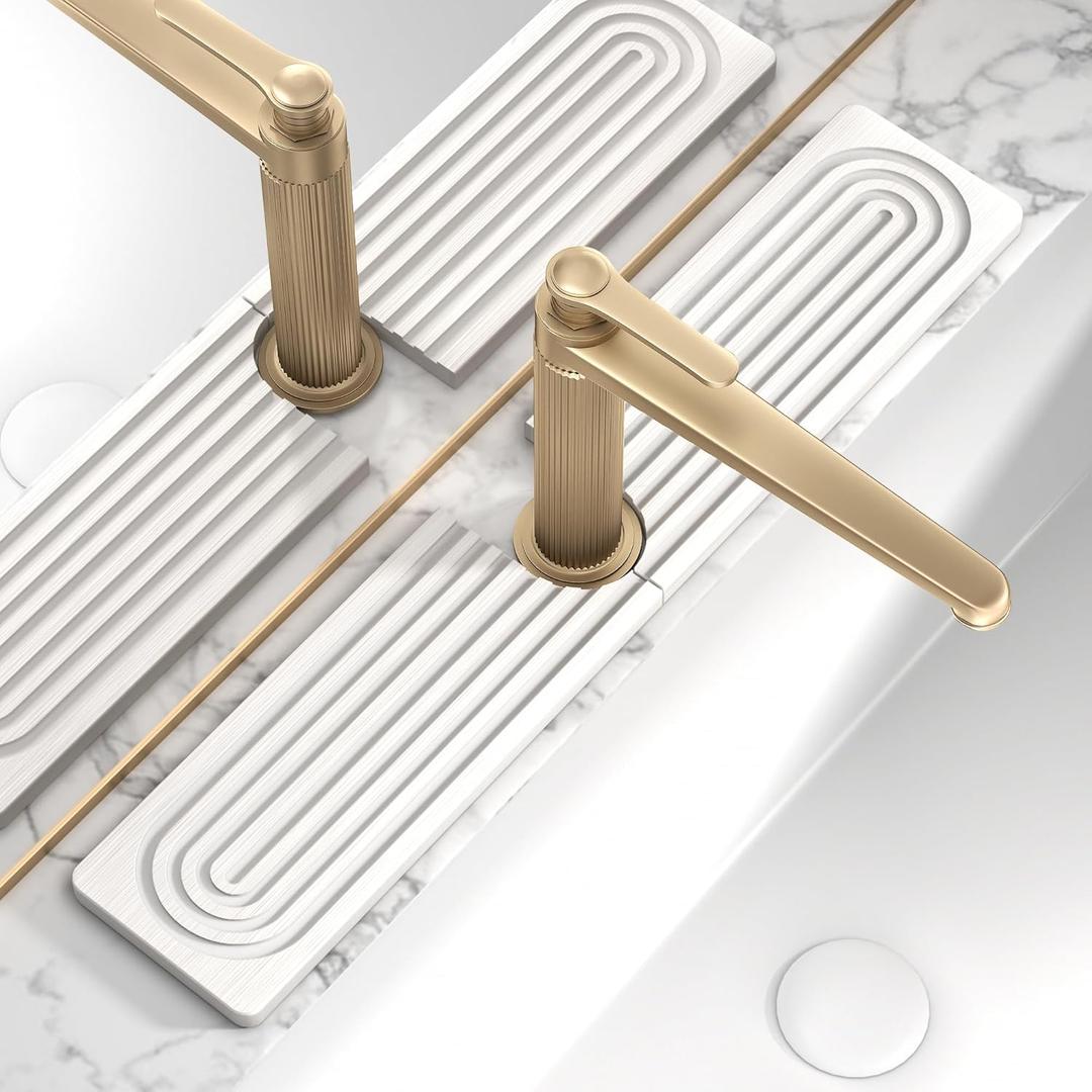 Faucet Mat for Kitchen Sink, Diatomite Stone Drying Sink Protectors, Bathroom Faucet Splash Guard, Quick Dry Water Absorbing, Non-Slip Stone Tray for Kitchen Counter, White, 23.6" x 3.9"