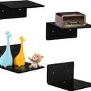 4 Pack Small Acrylic Floating Shelves, 4'' Acrylic Wall Shelves Display Ledges for Storage & Decoration, Mini Shelves for Wall with 2 Types of Installation (Adhesive or Screw) (Black)