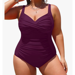 Yonique Women Plus Size One Piece Swimsuits Tummy Control Bathing Suits Twist Front Ruched Swimwear, Size 22W