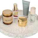 12.5" Lazy Susan for Table Top  Mother of Pearl Spinning Turntable Serving Tray, Marble Lazy Susan Organizer for Dining Table Centerpiece, Kitchen Island Decor, Bathroom Counter, Outdoor Use (White)