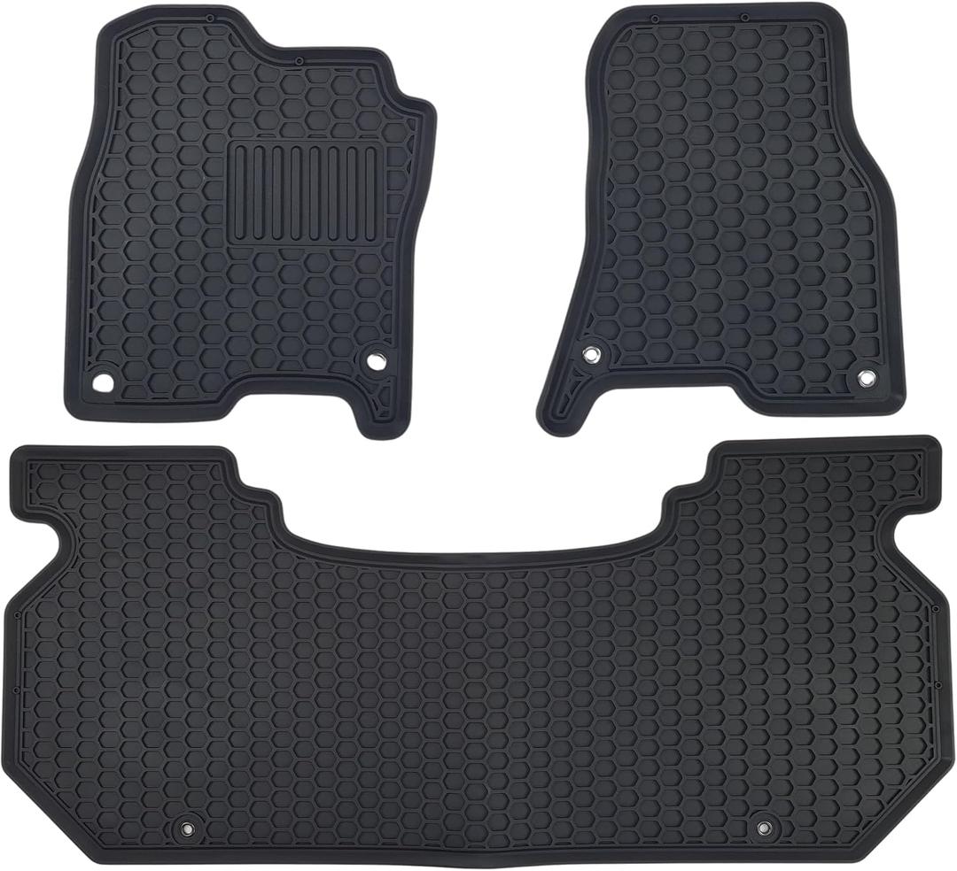 Custom-Made 2019-2024 Ram 1500 Crew Cab w/Factory Underseat Storage | Front & 2nd Row All-Weather Floor Mats (3-pc Black)