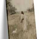 Jesus And Lamb Wall Art Jesus Leaves The 99 Sheep Wall Decor The Lost Sheep Canvas Posters Christian Bible Stories Painting Prints for Church Prayer Room Living Room Bedroom 16x24 In Framed